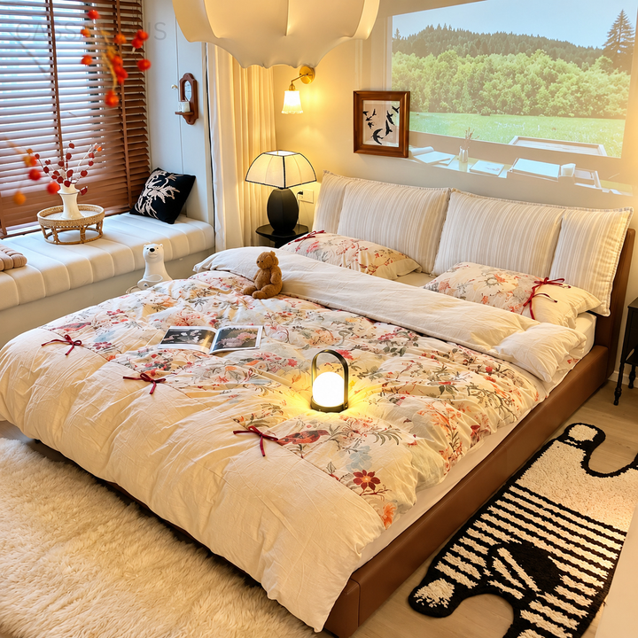 MINOA Modern Fabric & Leather Storage Bedframe - Cassa Haus Singapore