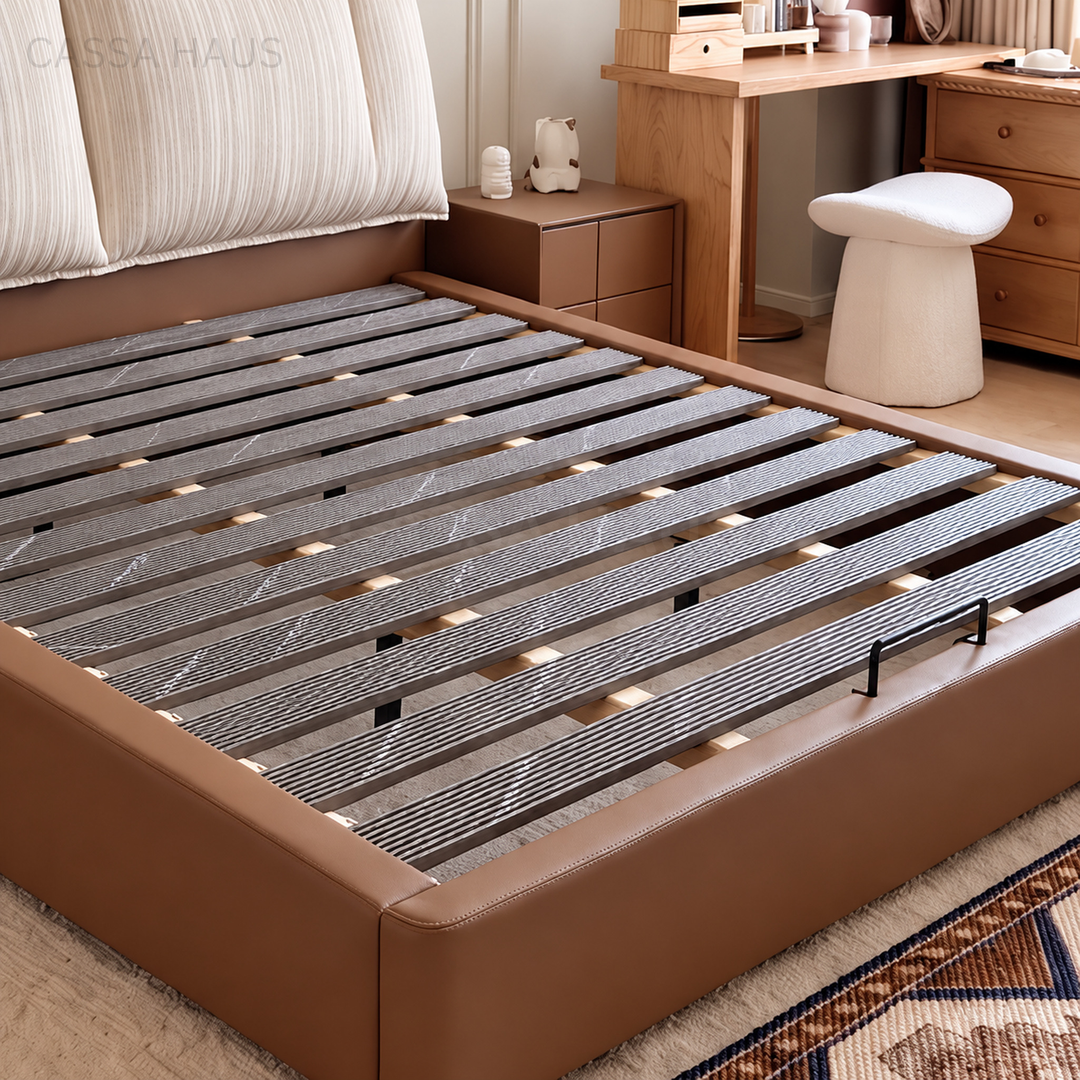 MINOA Modern Fabric & Leather Storage Bedframe - Cassa Haus Singapore
