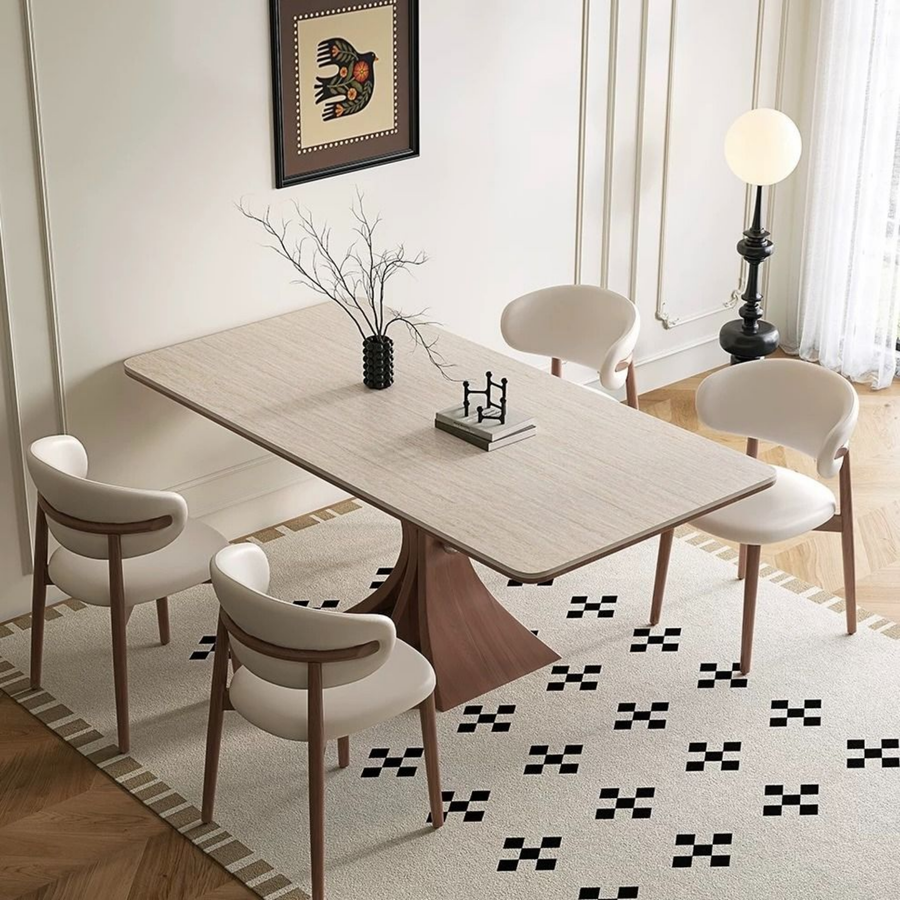 ARCO Modern Travertine Dining Table - Radical Homes Singapore