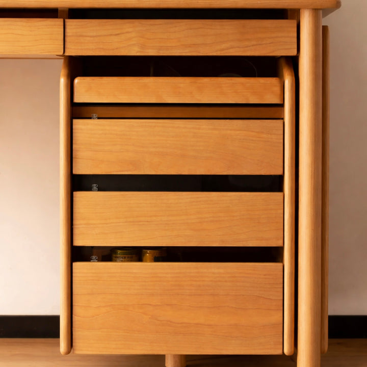 ERNEST Modern Solid Wood Study Table With Cabinet