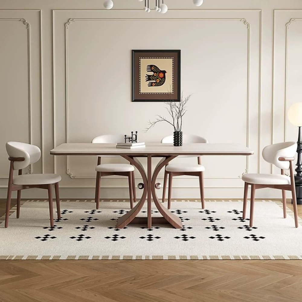 ARCO Modern Travertine Dining Table - Radical Homes Singapore