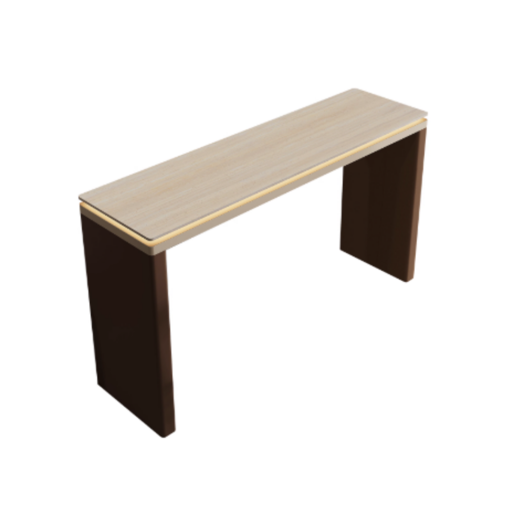 VIONA Modern Travertine & Saddle Leather Bar Table - Radical Homes Singapore