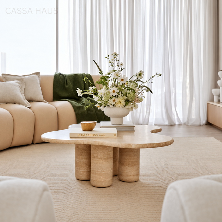 JADDIN Modern Travertine Coffee Table