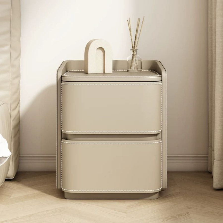 NESTA Modern Saddle Leather Nightstand - Radical Homes Singapore