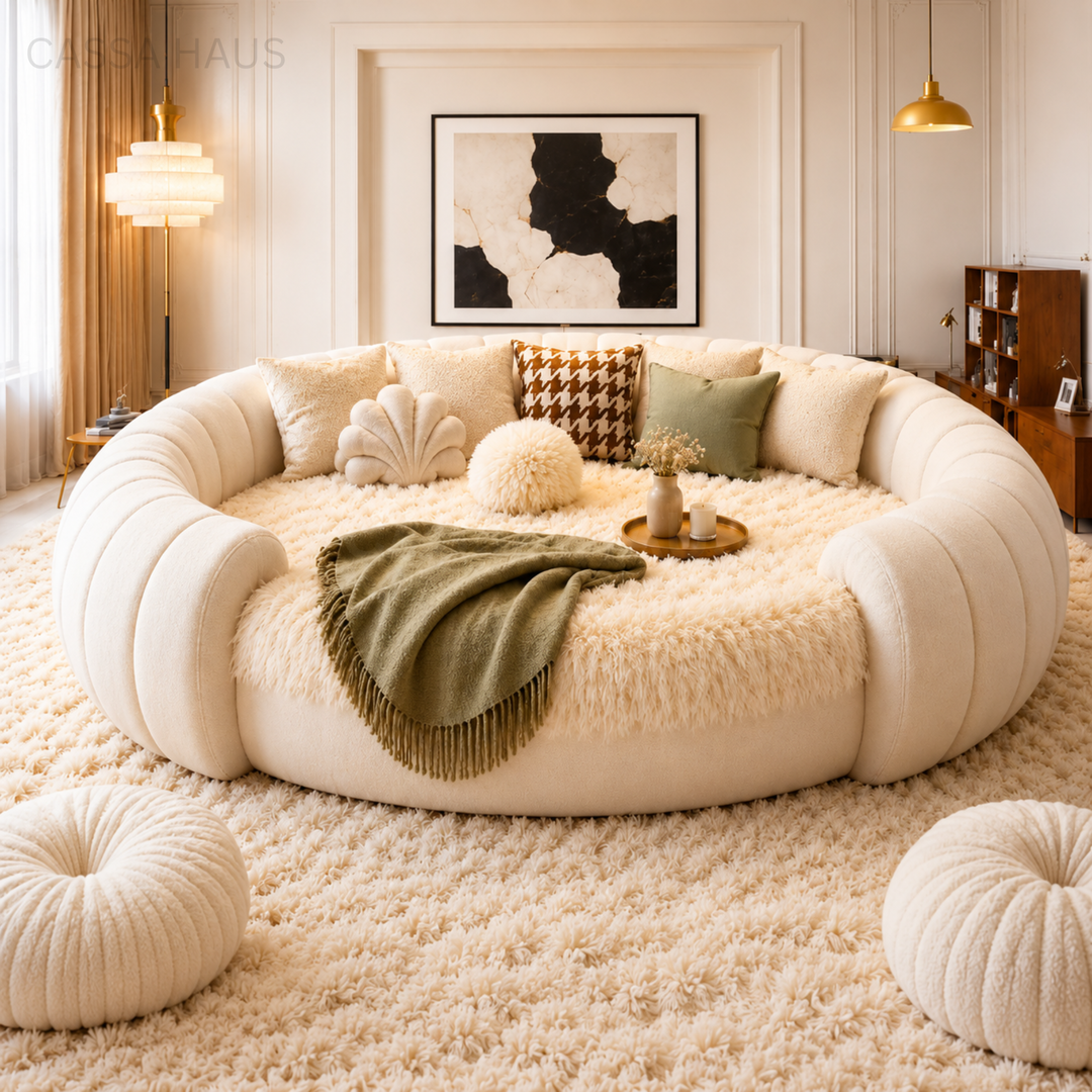 KESSIN Modern Fabric Round Bedframe - Cassa Haus Singapore