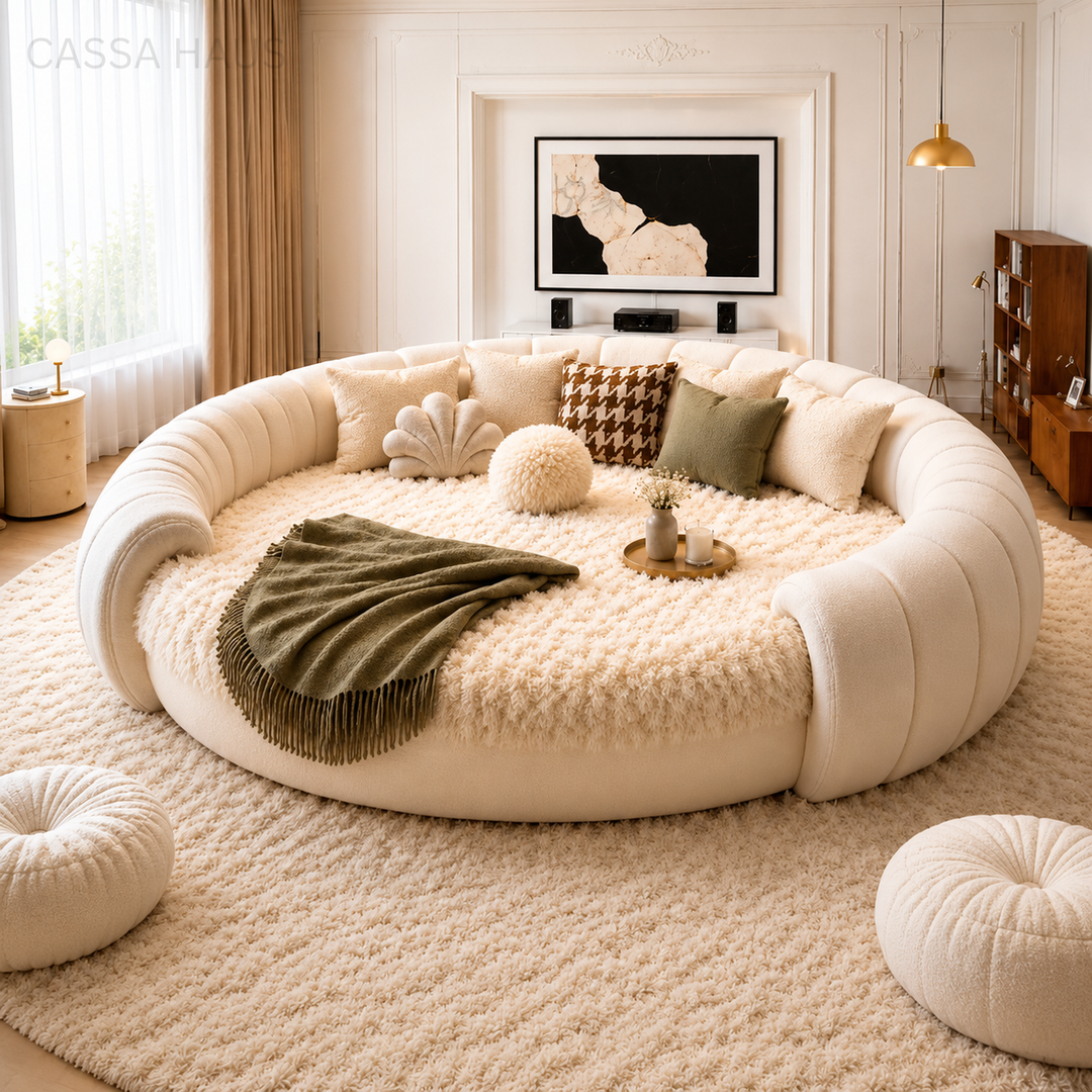 KESSIN Modern Fabric Round Bedframe - Cassa Haus Singapore