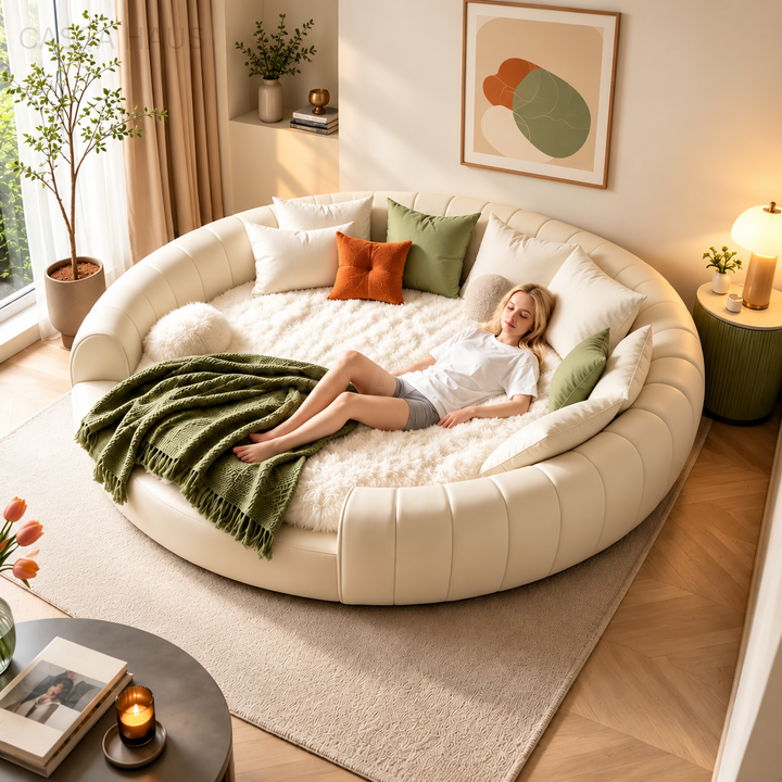 KESSIN Modern Fabric Round Bedframe - Cassa Haus Singapore
