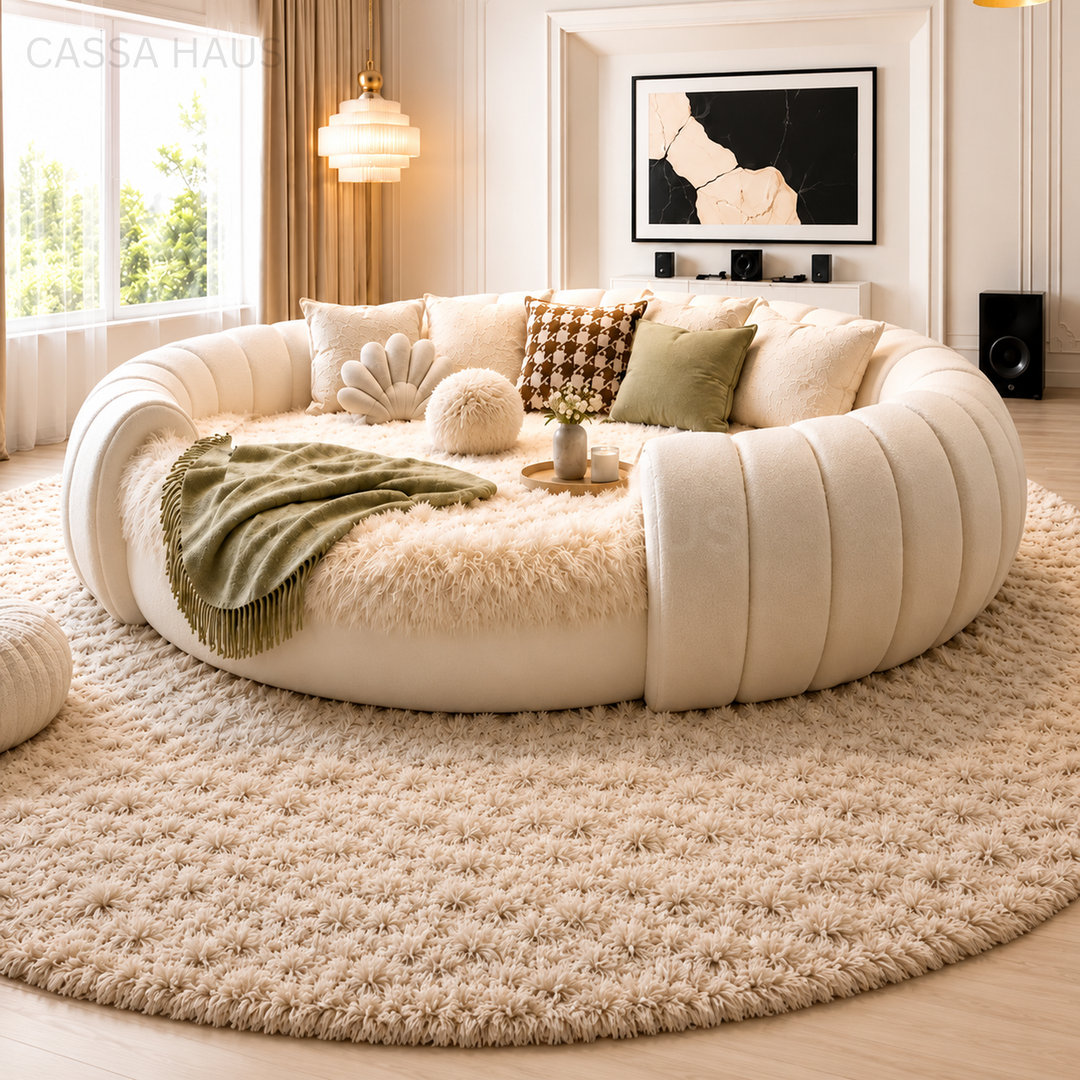 KESSIN Modern Fabric Round Bedframe - Cassa Haus Singapore