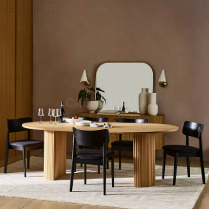 JOLEN Modern Solid Wood Oval Dining Table