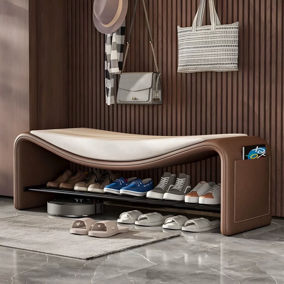 AVA Modern Nappa Leather Shoe Bench - Radical Homes Singapore
