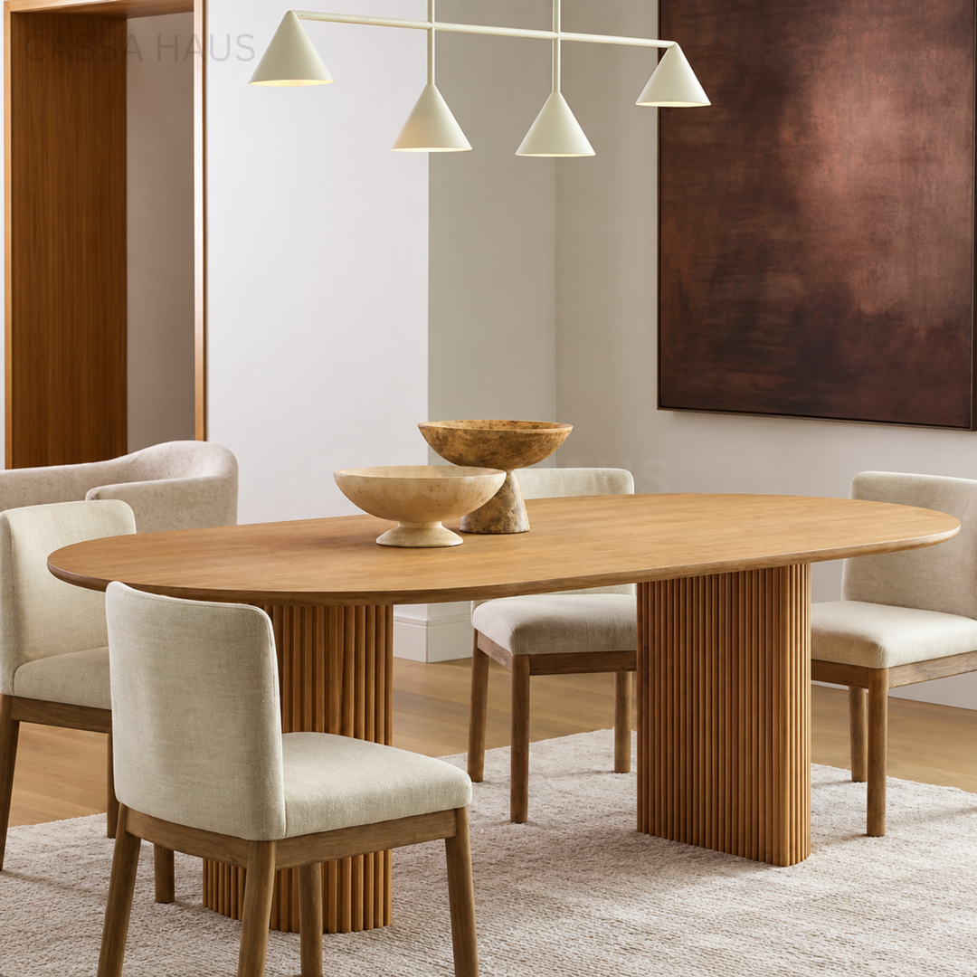 JOLEN Modern Solid Wood Oval Dining Table