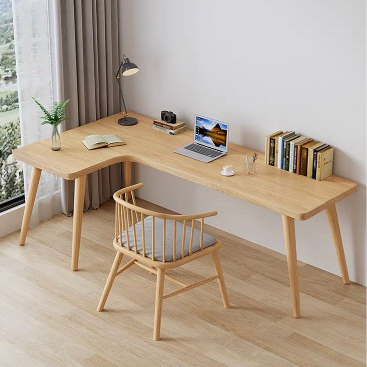 HURLEY Curved Solid Wood Study Desk - Radical Homes Singapore