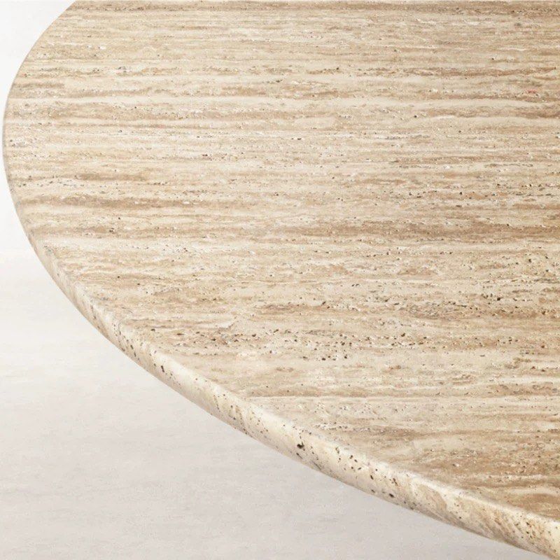 FAFLE Modern Travertine Round Coffee Table - Radical Homes Singapore