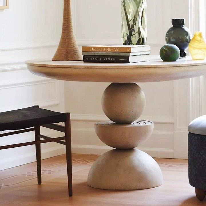 RACEUS Modern Solid Wood Round Dining Table - Radical Homes Singapore