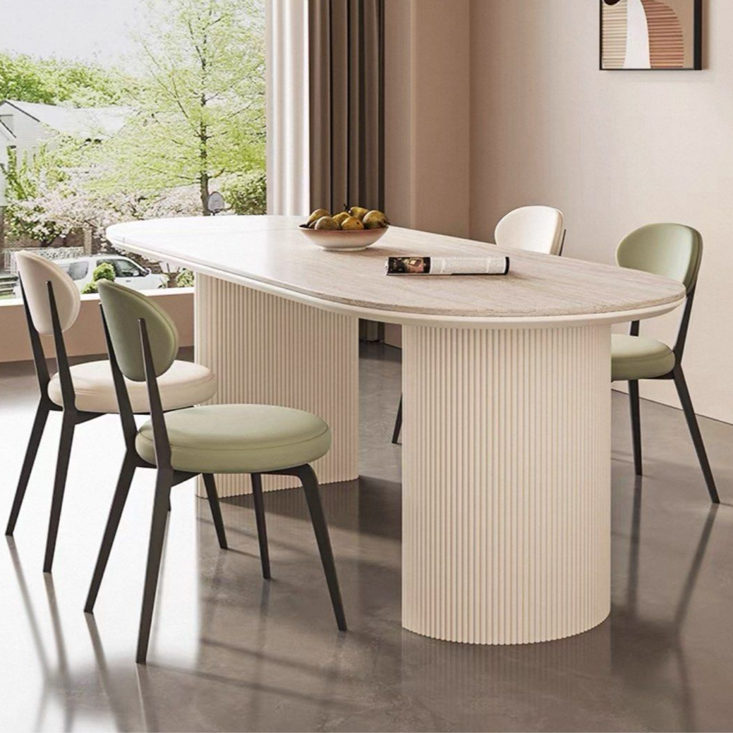 EXPANZA Modern Extendable Travertine Dining Table - Cassa Haus Singapore