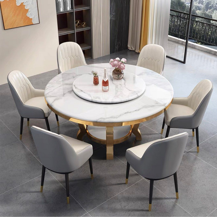 LUNETTE Modern Round Marble Dining Table - Cassa Haus Singapore