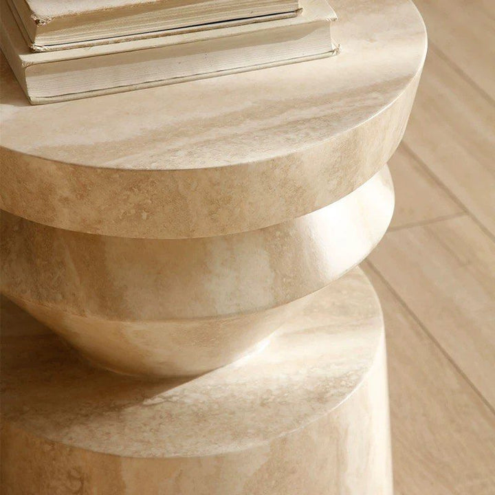 JEXARO Modern Travertine Side Table - Cassa Haus Singapore
