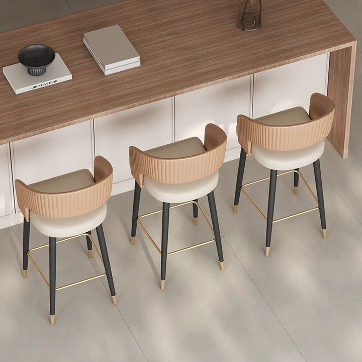 DAXTON Modern Leather Bar Stool - Cassa Haus Singapore