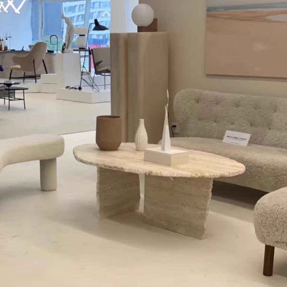 ASKREN Modern Travertine Coffee Table - Radical Homes Singapore