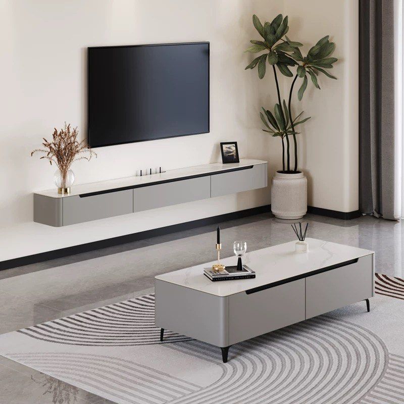 RUSO Modern Sintered Stone Floating TV Console - Radical Homes Singapore