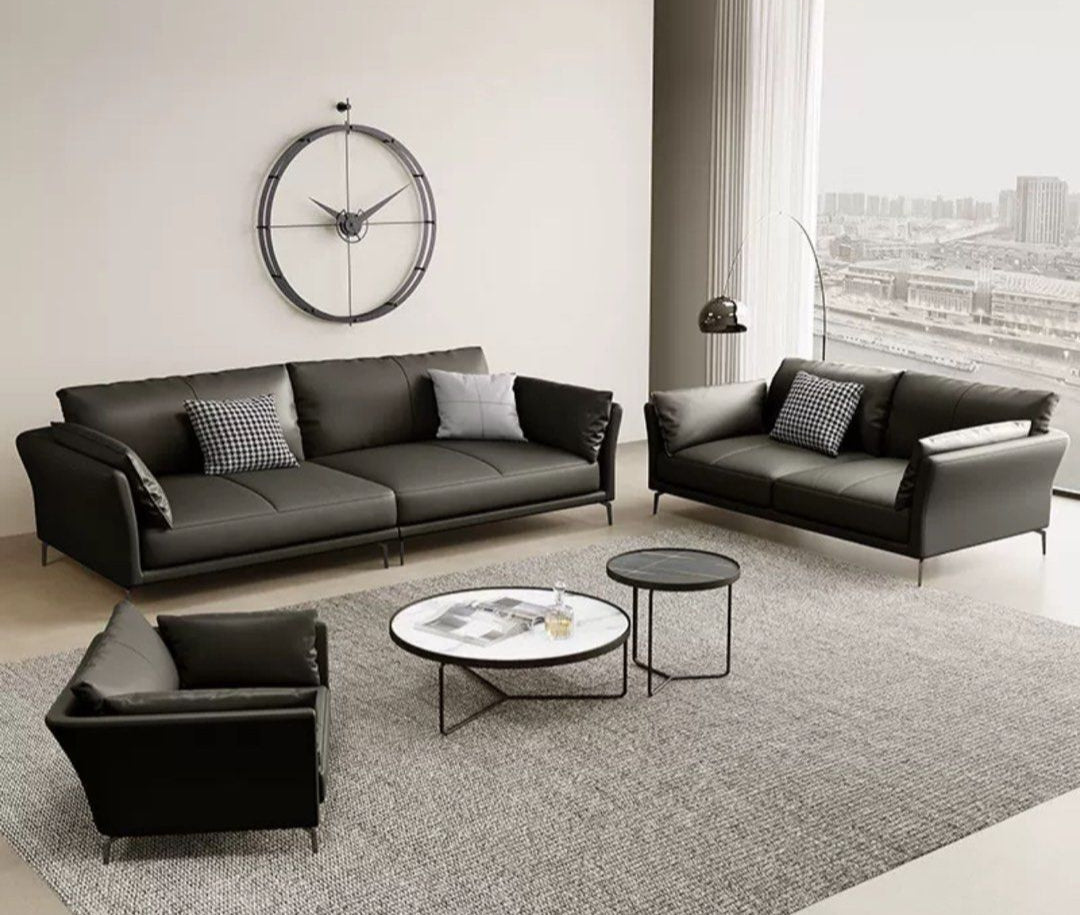 JUSTINE Modern Genuine Leather Sofa - Radical Homes Singapore