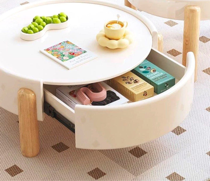 ETHAN Japandi Solid Wood Round Coffee Table - Cassa Haus Singapore