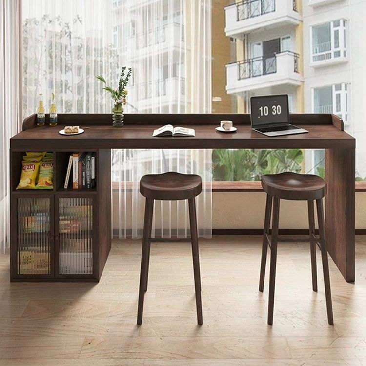 AVERN Modern Solid Wood Bar Table With Storage - Cassa Haus Singapore