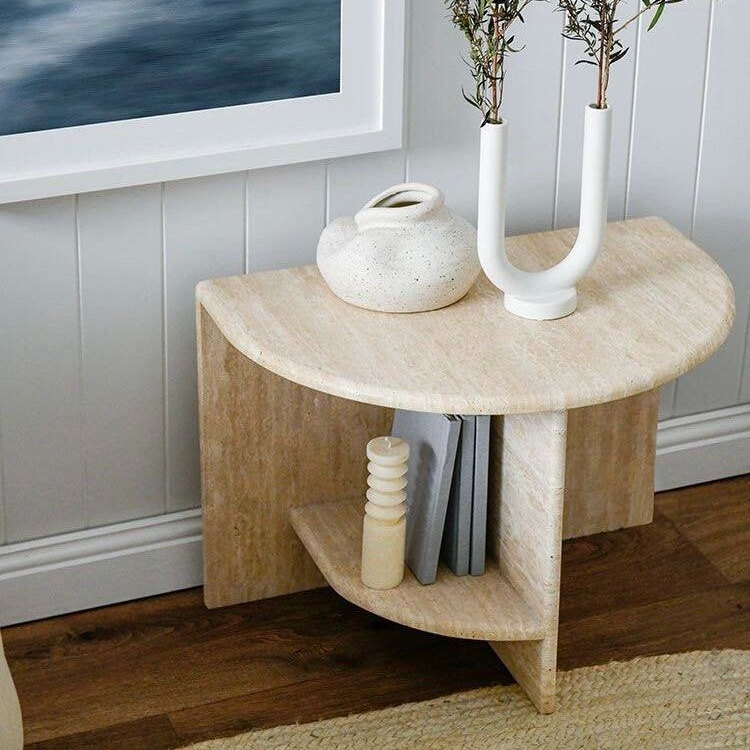 KIM Modern Travertine Side Table - Radical Homes Singapore