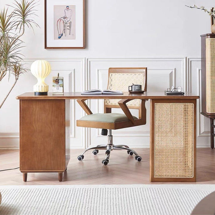 HOUSTON Rustic Walnut Solid Wood Desk - Radical Homes Singapore