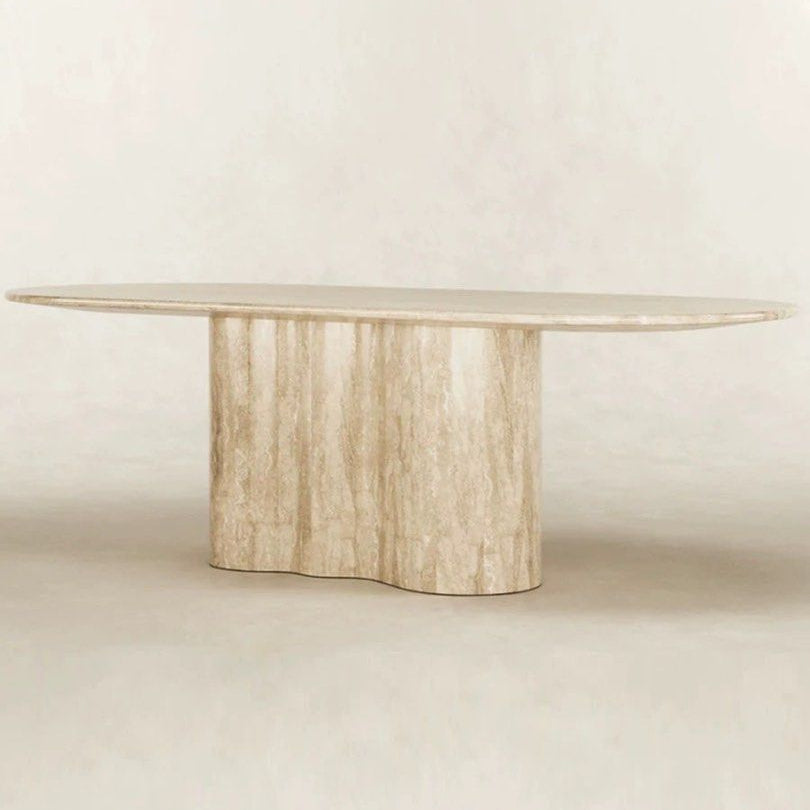 ROMAN Modern Travertine Dining Table - Radical Homes Singapore