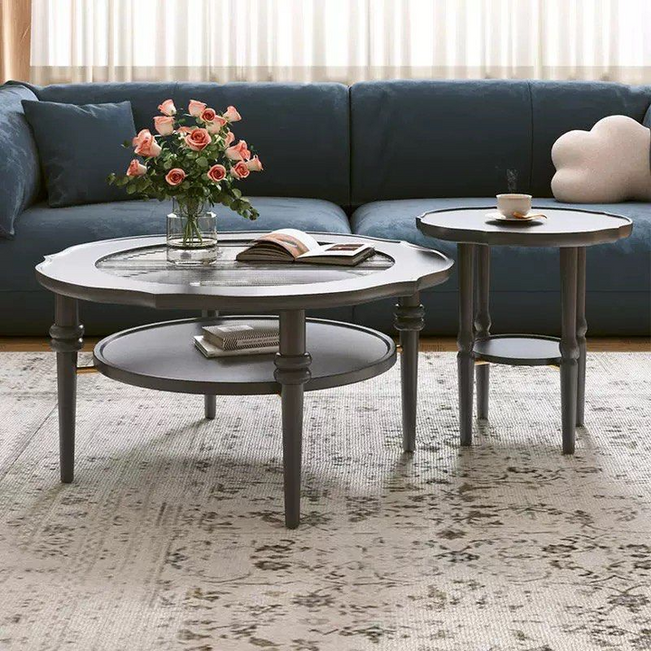 BERG Vintage Solid Wood Round Coffee Table - Radical Homes Singapore