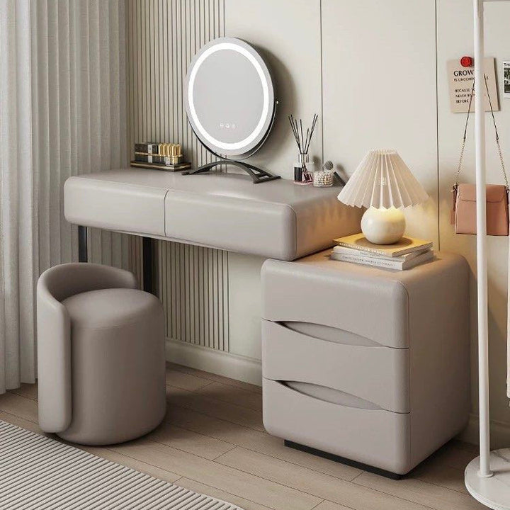 PELVARA Modern Leather Vanity Table
