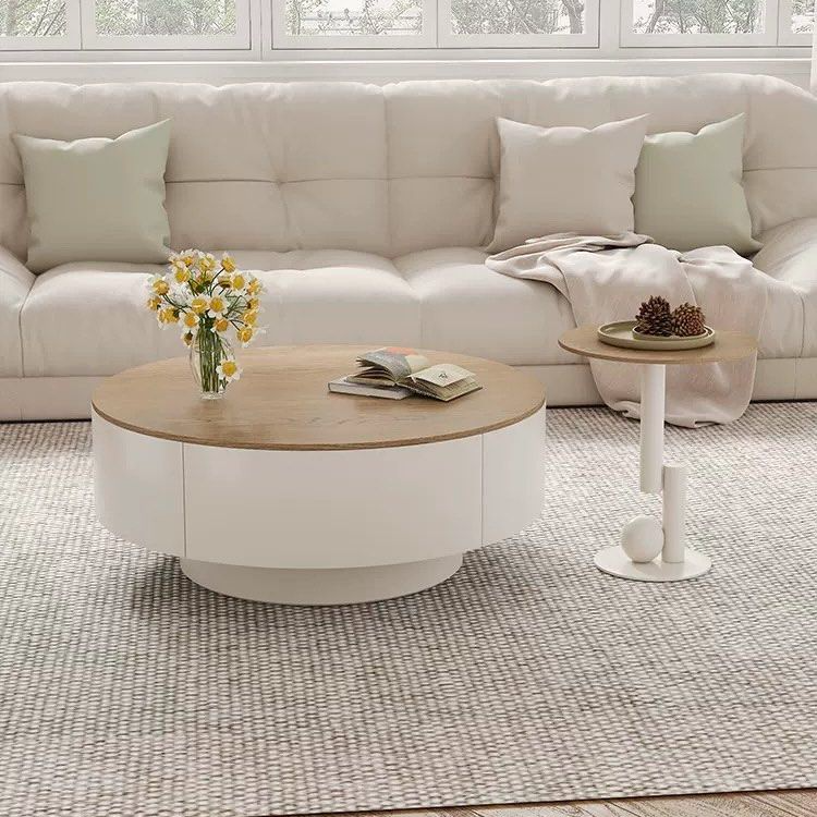 KIORA Japandi Sintered Stone Round Coffee Table - Cassa Haus Singapore