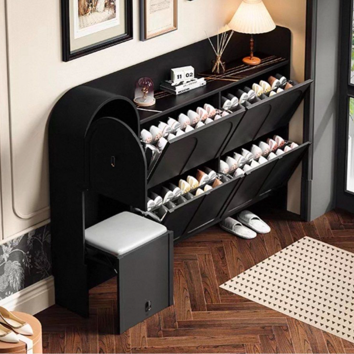 MERYL Modern French Shoe Cabinet With Sette - Radical Homes Singapore