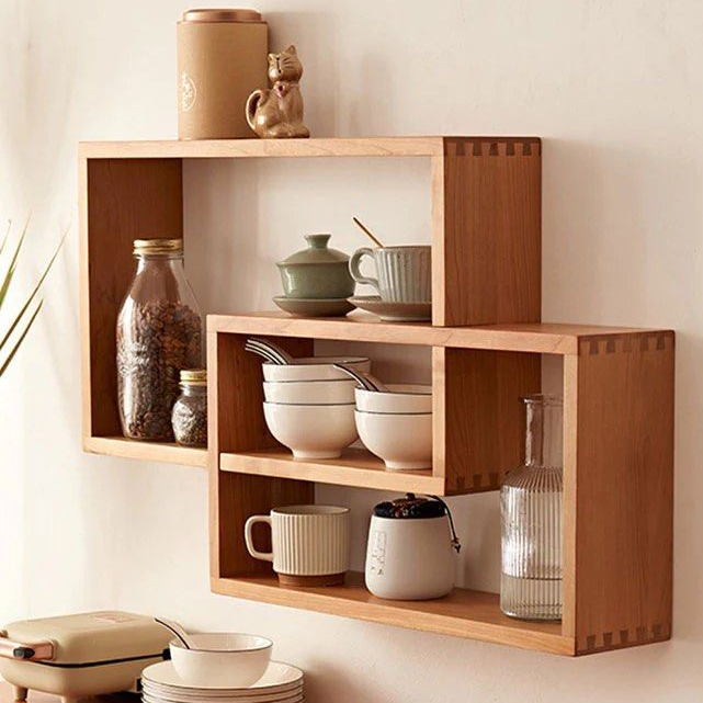 POUNGE Overlap Solid Wood Wall Shelf - Radical Homes Singapore
