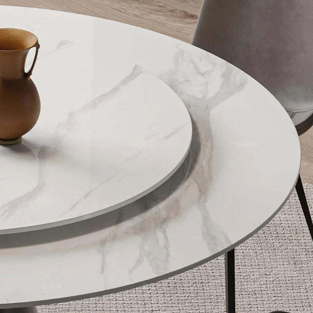 MACK Round Marble Dining Table With Lazy Susan - Radical Homes Singapore