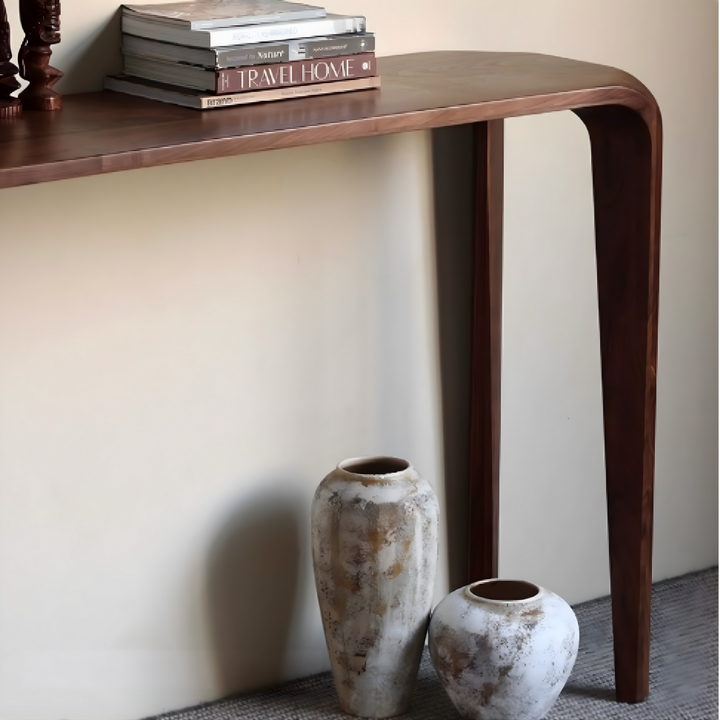RILVAN Modern Walnut Wood Console Table