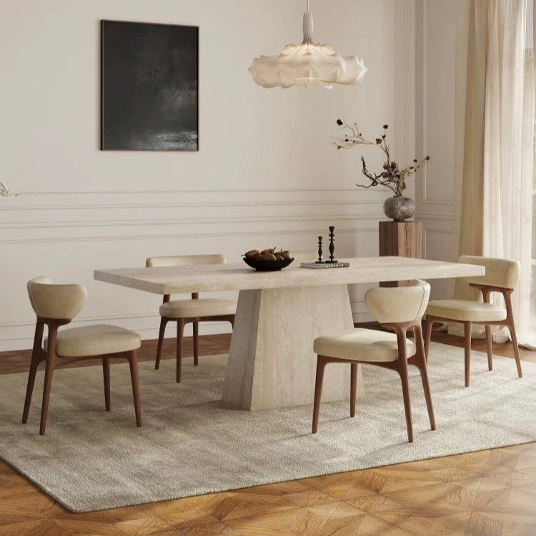 CALVERA Modern Travertine Dining Table - Radical Homes Singapore