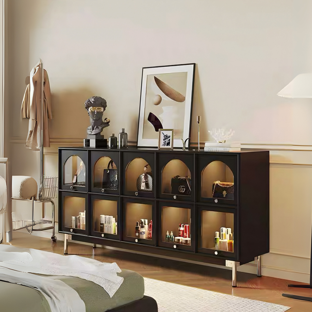 VERTU Rustic Pine Wood Display Cabinet - Radical Homes Singapore
