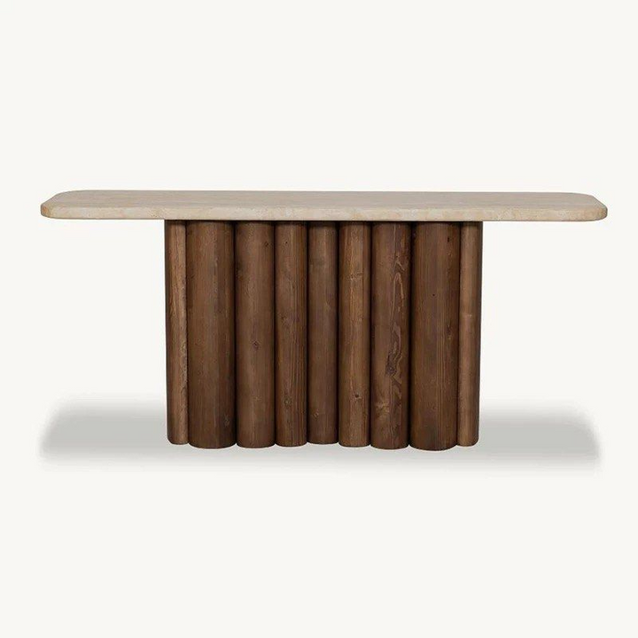 FOREI Modern Travertine Console Table - Radical Homes Singapore
