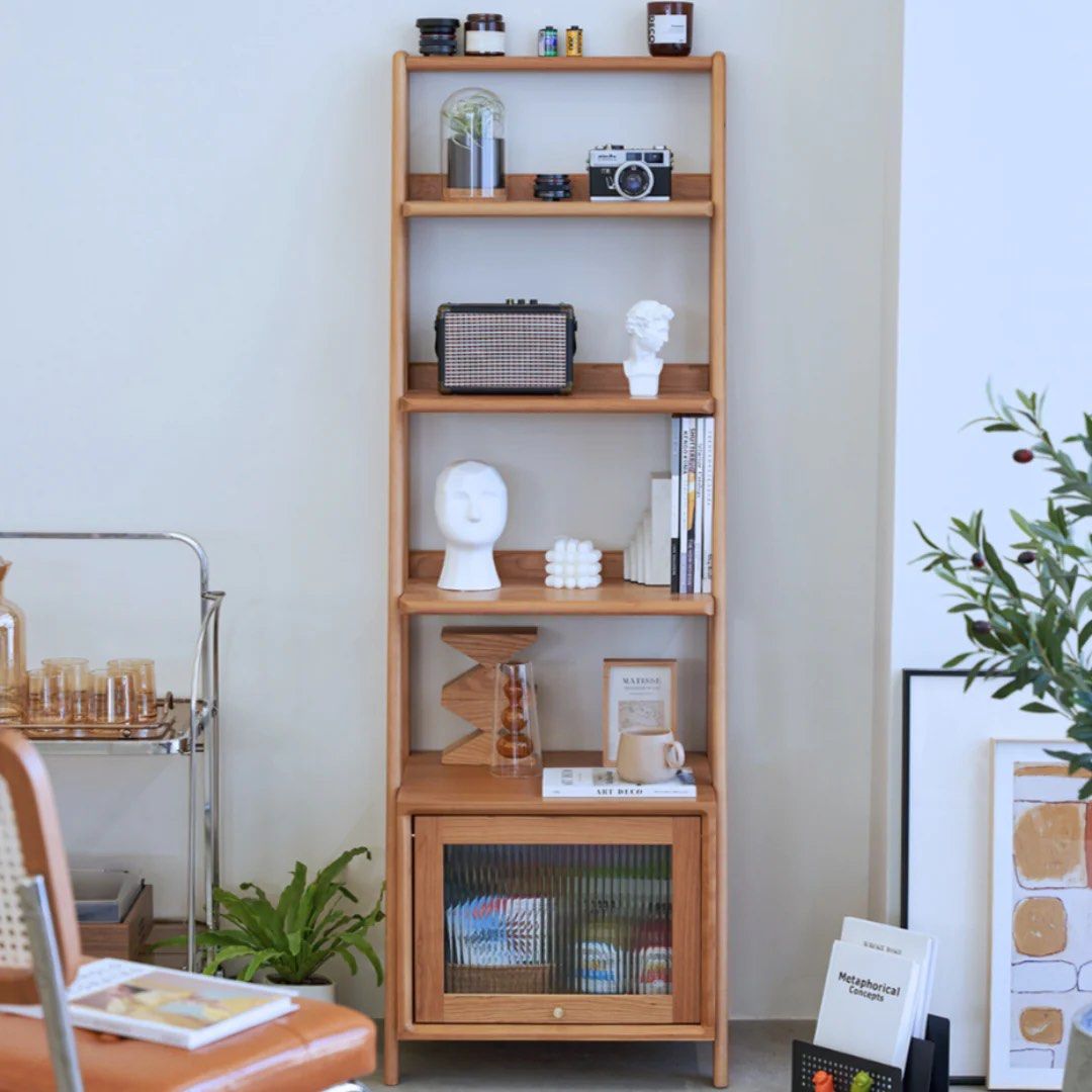 ANSELMO Wood Bookshelf With Storage - Radical Homes Singapore