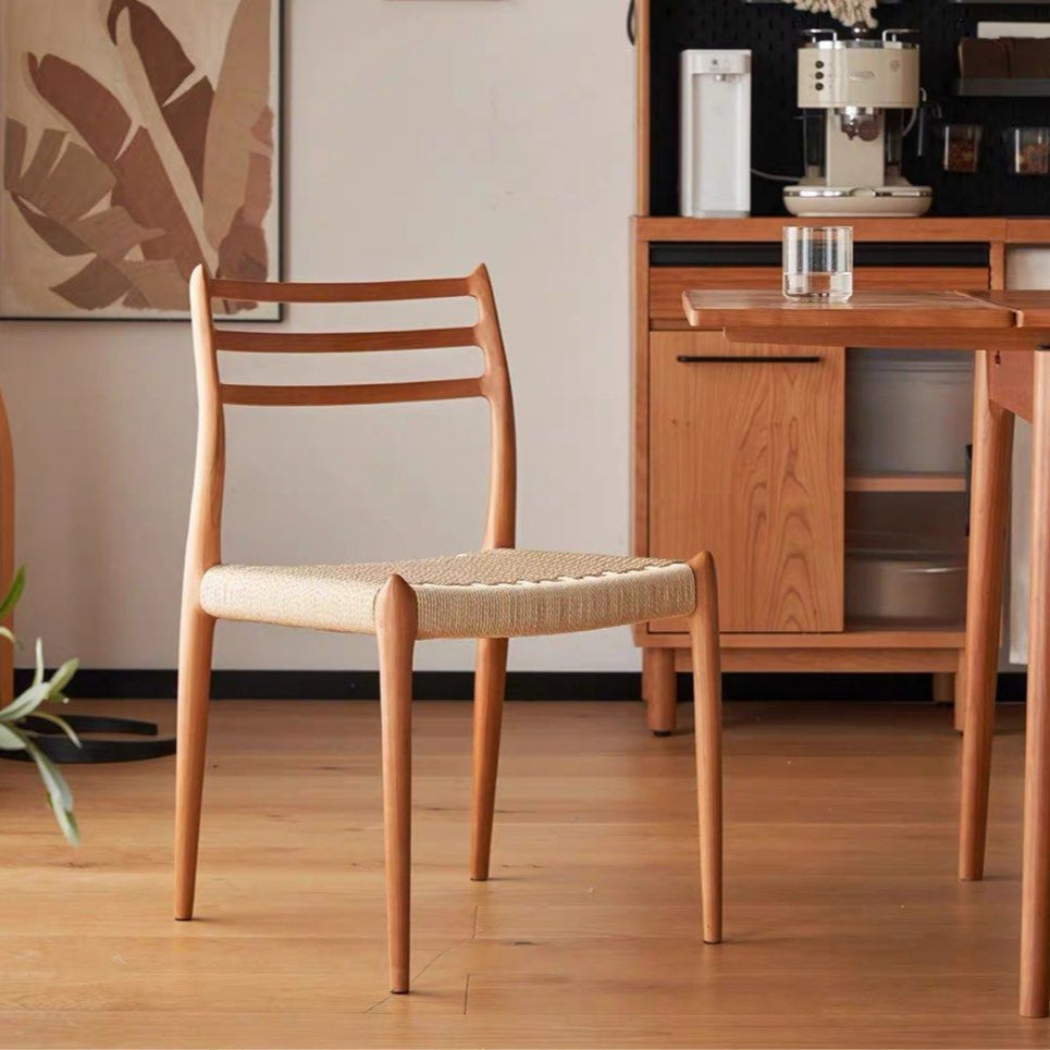 SERIO Solid Wood & Rattan Dining Chair - Radical Homes Singapore