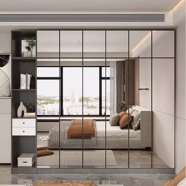 AUSTE Modern Mirrored Glass Wardrobe - Radical Homes Singapore