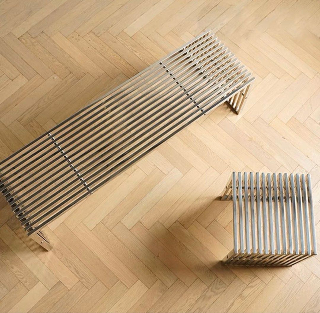 BRAM Modern Stainless Steel Bench - Radical Homes Singapore