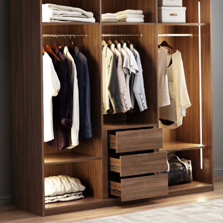 THRYMOR Rustic LED Walnut Wardrobe - Cassa Haus Singapore