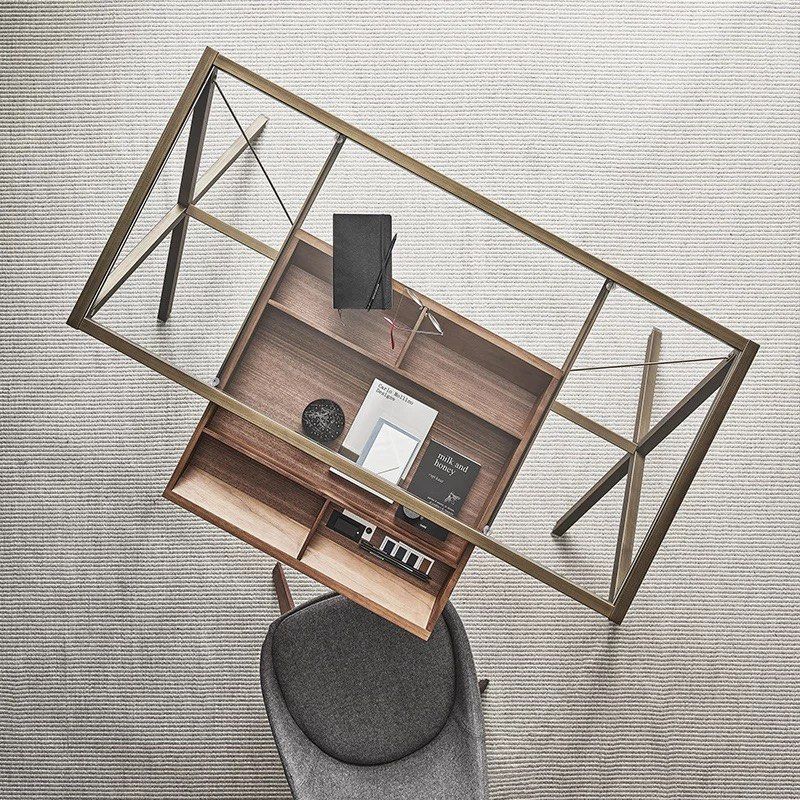 BERKELEY Industrial Glass Study Table - Cassa Haus Singapore