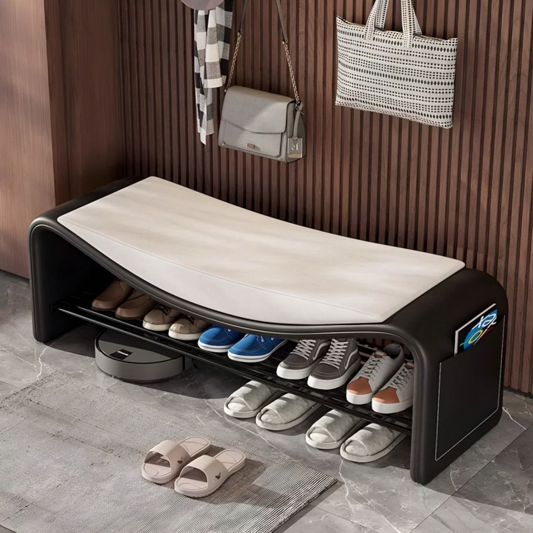 LUCARO Modern Nappa Leather Shoe Bench
