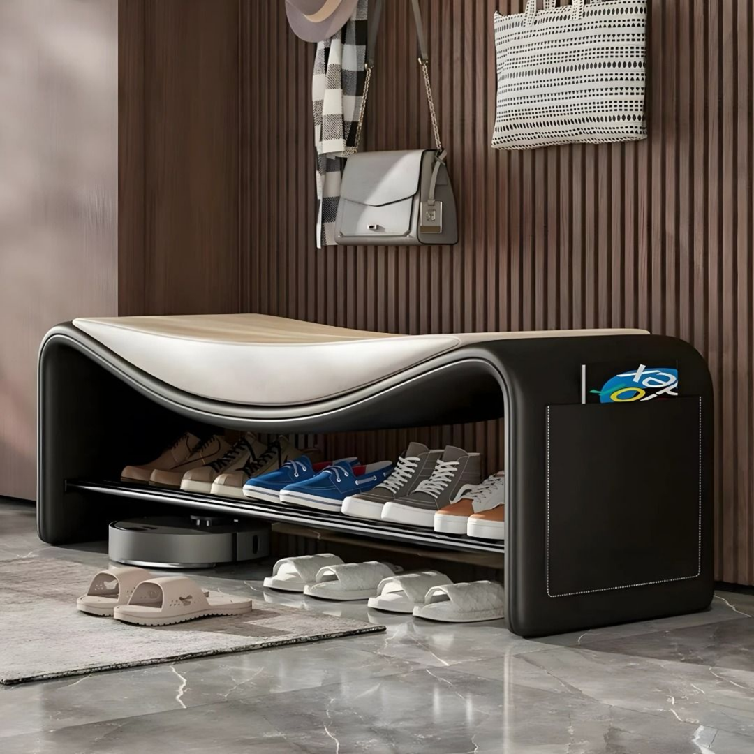 AVA Modern Nappa Leather Shoe Bench - Radical Homes Singapore