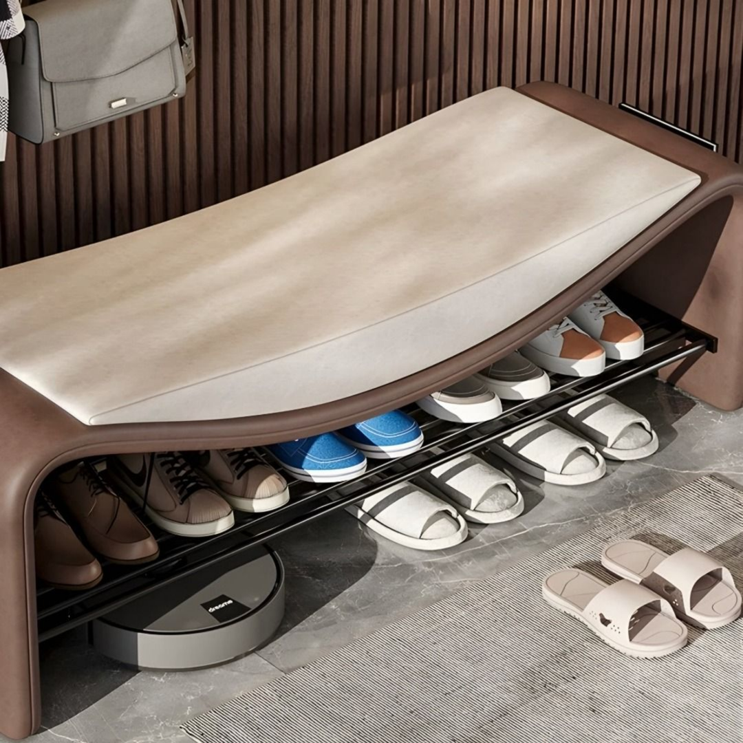 AVA Modern Nappa Leather Shoe Bench - Radical Homes Singapore