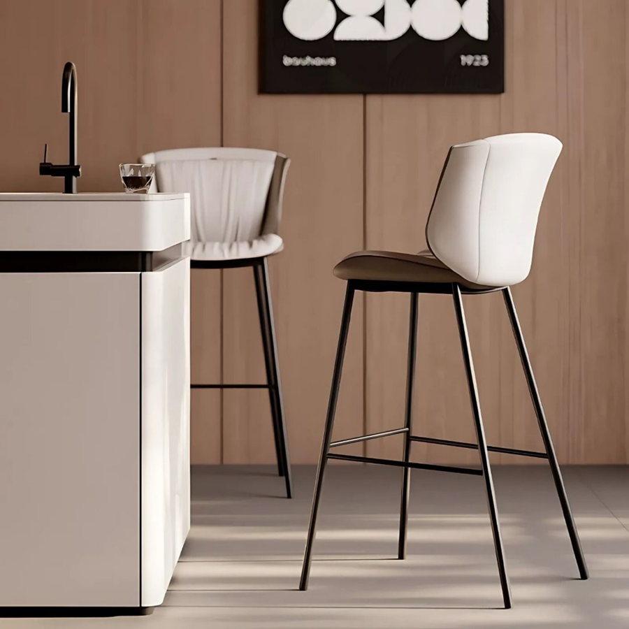 NORMAN Modern Leather Bar Stool - Radical Homes Singapore